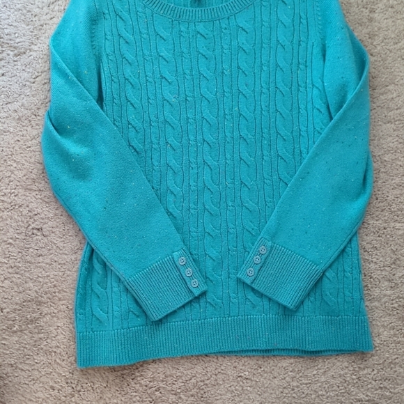 Talbots Plus Cable Knit Sweater Women Sz X Aqua Green Round Neck Long Sleeve-374 - Picture 5 of 9